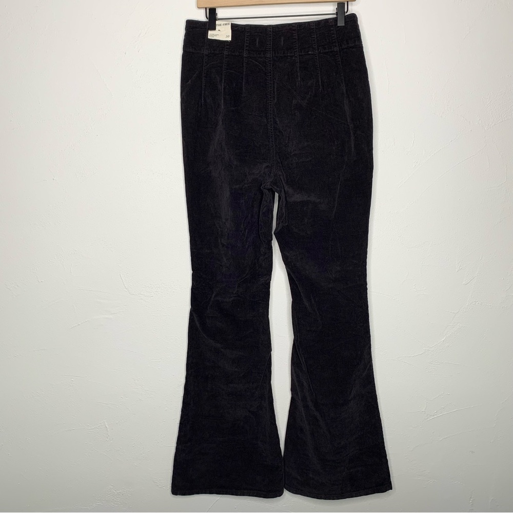 NEW Free People Jayde Corduroy High Rise Flare Black Pants 30 - Picture 3 of 16